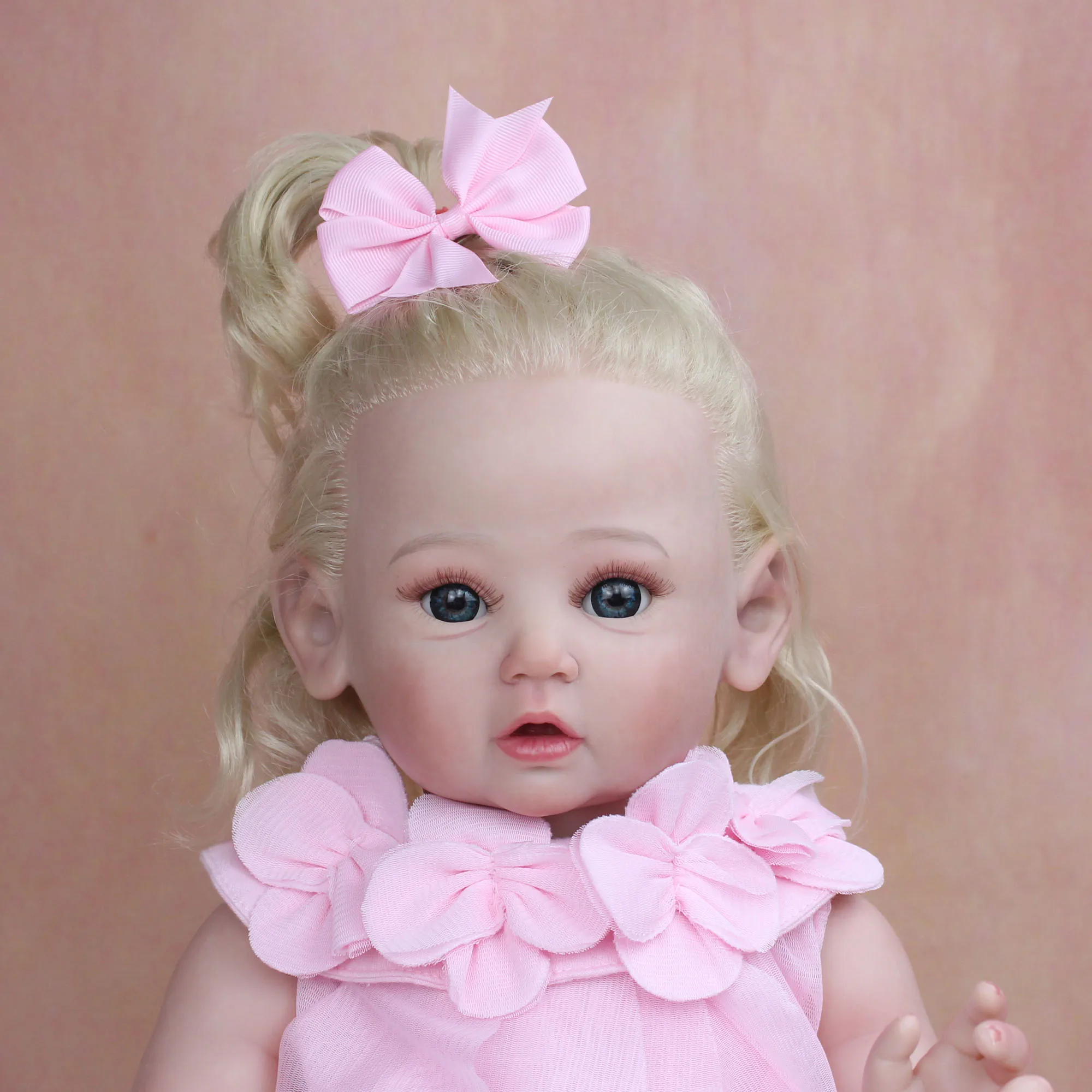 60 CM 3D Paint Skin Soft Silicone Reborn Baby Art Doll With Vascular Realistic Blond Hair Princess Toddler Girl Boneca Kids Gift