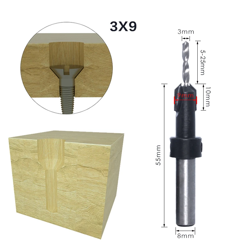 1pcs 8mm 10mm Shank HSS Woodworking Countersink Router Bit Set Screw Extractor Remon Demolition for Wood Milling Cutter