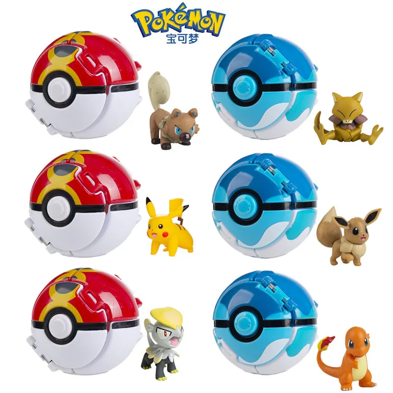 Pokemon Explode Elf Ball High Quality Pet Anime Figure Pikachu Cubone Eevee Pocket Monster Pokeball Action Model Childrens Gifts