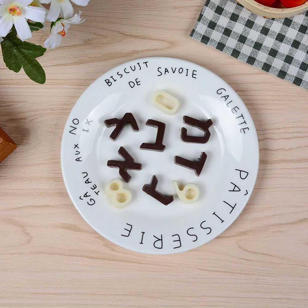 Molde de silicone de letras hebraicas 3d, forma de alfabeto, chocolate, números, bolo, molde de fondant, ferramentas de decoração de bolo, bandeja, forma de biscoito