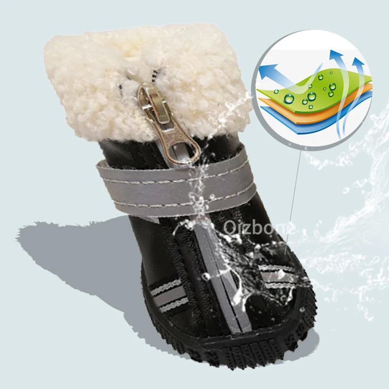 Winter Pet Dog Rain Shoes Waterproof Warm Snow Boots Small Dogs Leather Shoes Non Slip Wear-Resistant For ChiHuaHua York Puppy