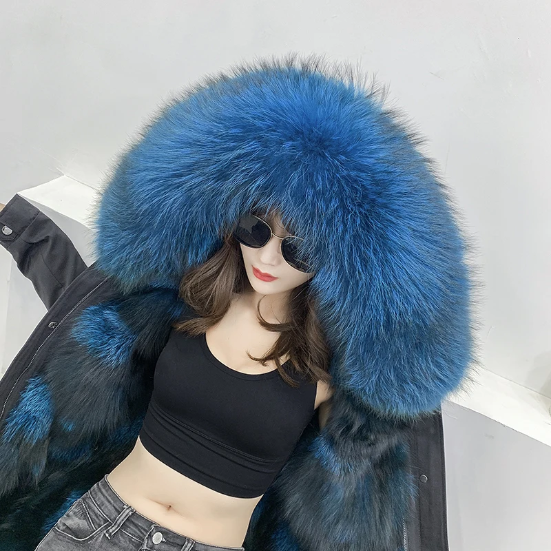 

Collar Winter Women Real Parka Fox Fur Coat Long Jacket Abrigos Mujer Invierno 2020 YY837