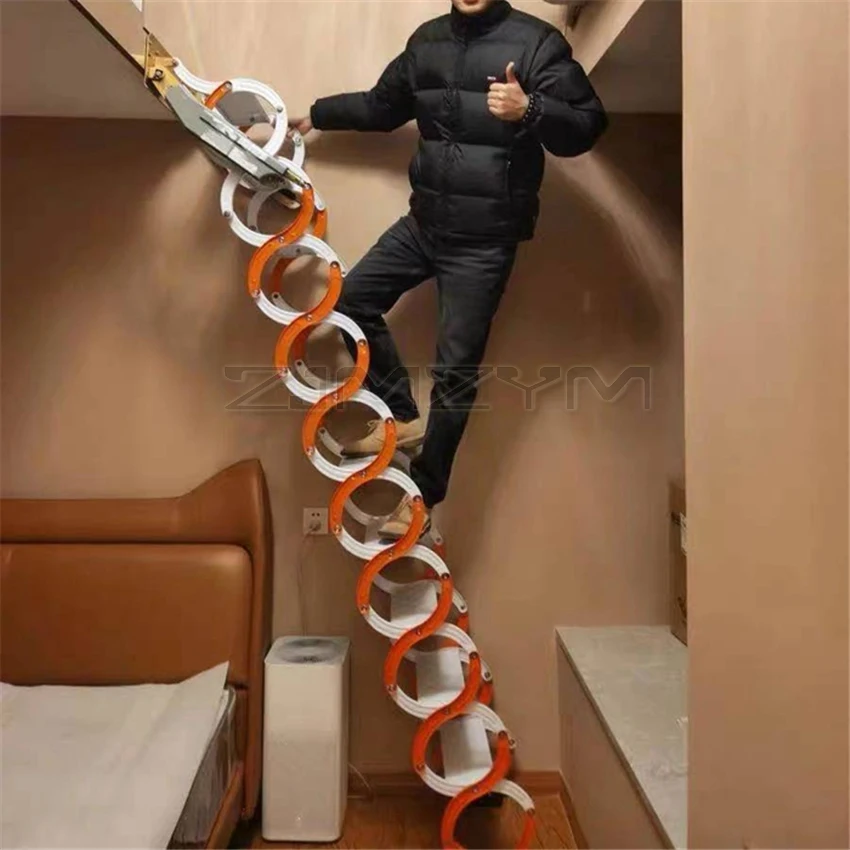 Upturn Type Attic Telescopic Stairs Household Wall Mounted Folding Ladder Retractable Stairs Hidden Ladder 260-500kg 0-3 Meters