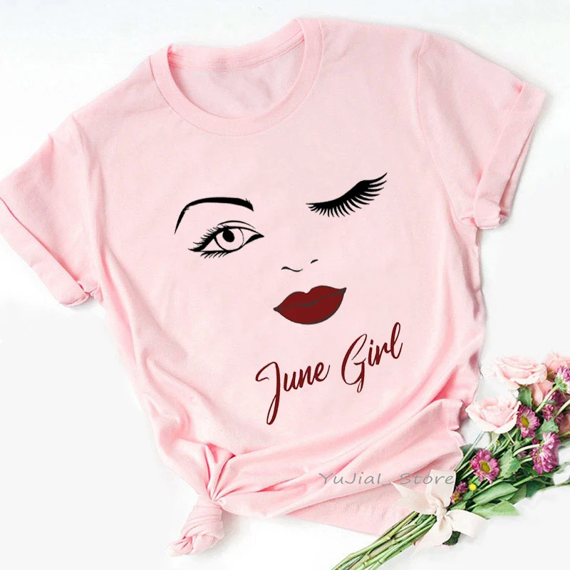 

Tshirts Women April/May/June/July/August Girl Graphic Print T Shirt Femme Birthday Gift Pink T-Shirt Female