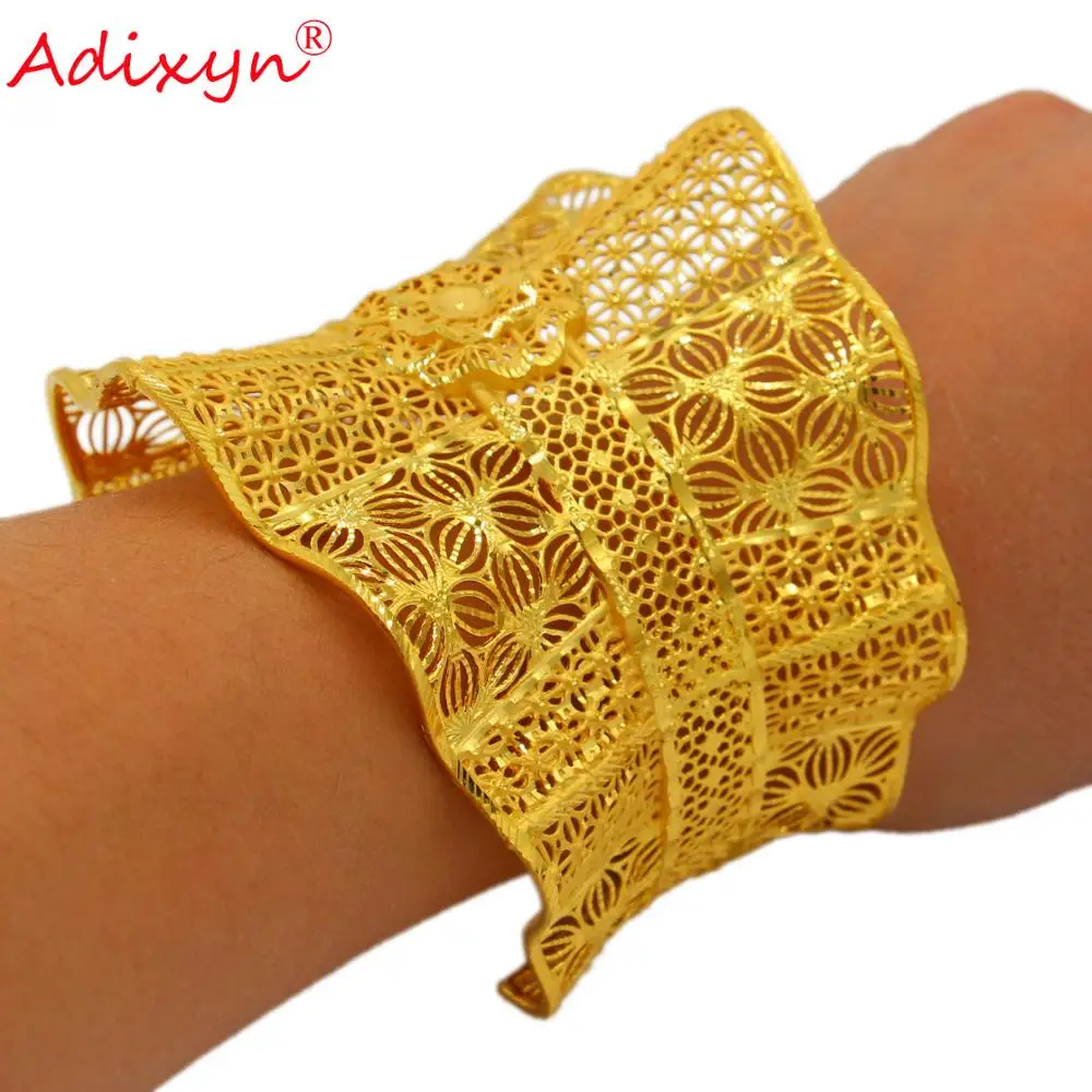 Adixyn jewelry Gold plated Bangle For Women  Dubai Ramadan Bangles&Bracelet African Arab Wedding Gift N12142