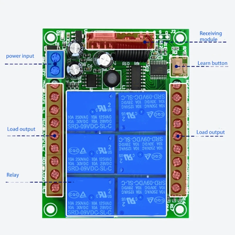 Industrial 2000m DC12V 24V 6CH Wireless Remote Control LED Light Switch Relay Output Radio RF Transmitter 315/433 MHz Receiver