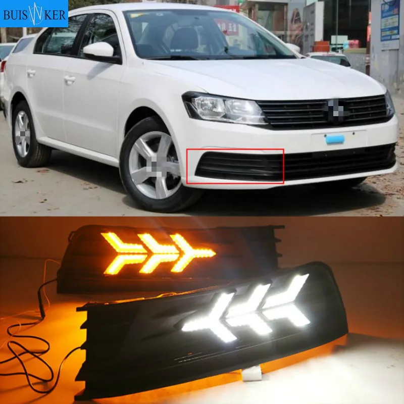 

1 Pair LED DRL Daytime Running Light For Volkswagen VW Lavida 2015-2017 with Yellow Trun Signal Light Blue Night Lamp