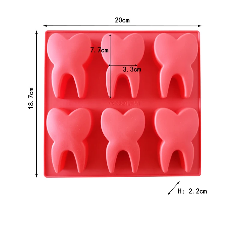 Aomily 6 Holes Teeth Shaped Silicone Chocolate Cookies Fondant Cake Mold Silicone Soap Candy Chocolate Kitchen Baking Mould