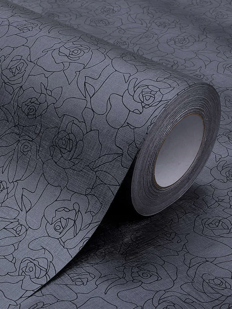 Nuelife Black rose flower pattern self-adhesive glass sticker shading anti-peeping sunscreen opaque toilet bathroom window film