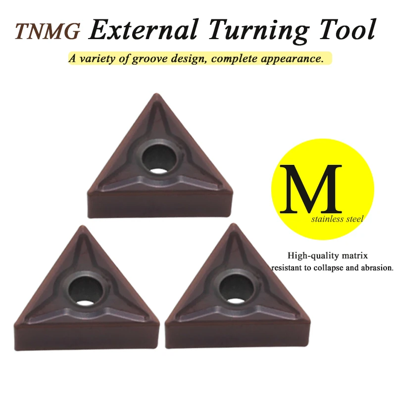 Ferramentas de torneamento externo, ferramentas de torneamento tnmg160404 em mp1125 de alta qualidade de torno cnc, inserções de carboneto 160404 em aço inoxidável com 10 peças