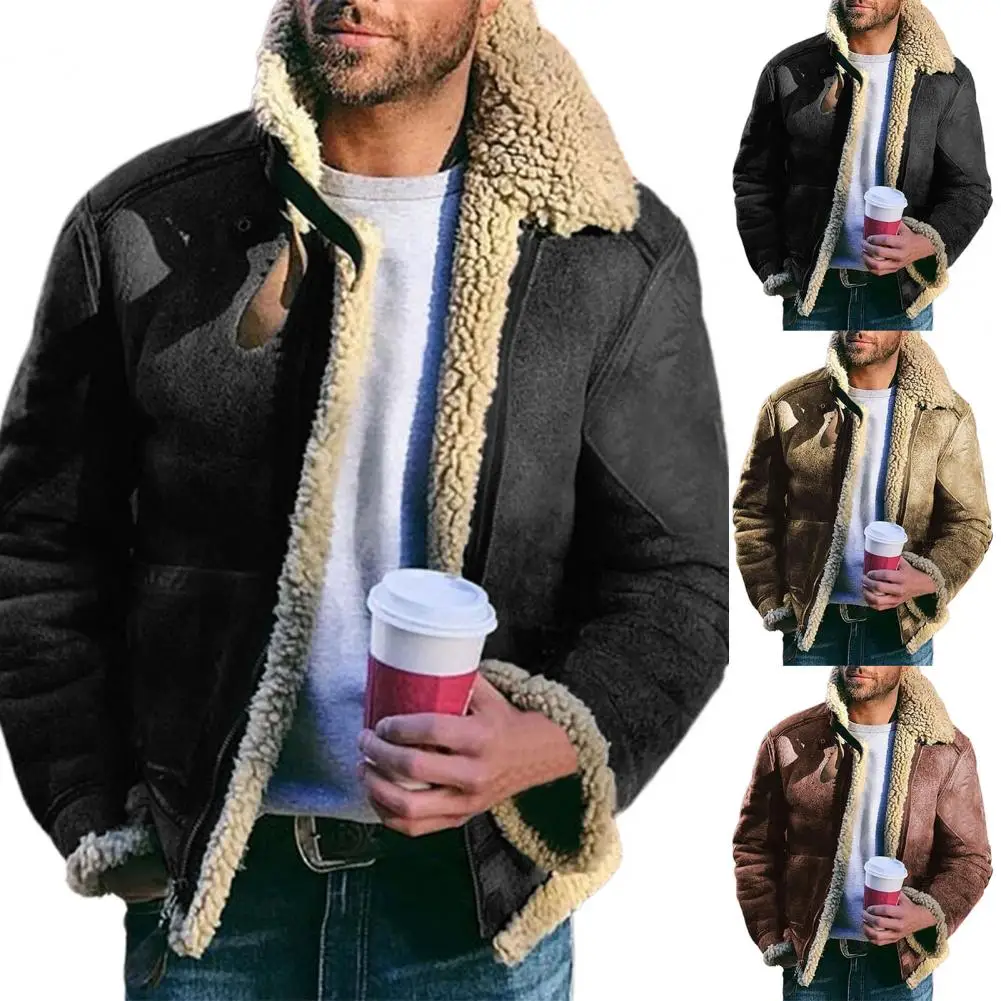 Men Coat Stylish Casual Cardigan Vintage Warm Turn-down Collar Zip-up Overcoats Coats Men Jackets Streetwear Autumn Winter