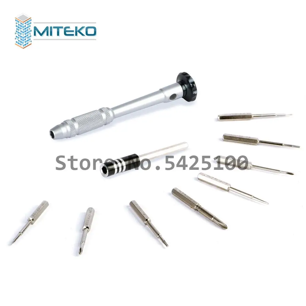 Screwdriver Set for Mobile Phone, Screwdriver Tools, 1 Screwdriver Handle, 8 Bits, Driver Heads, 1 Extension Bar, 10 in 1