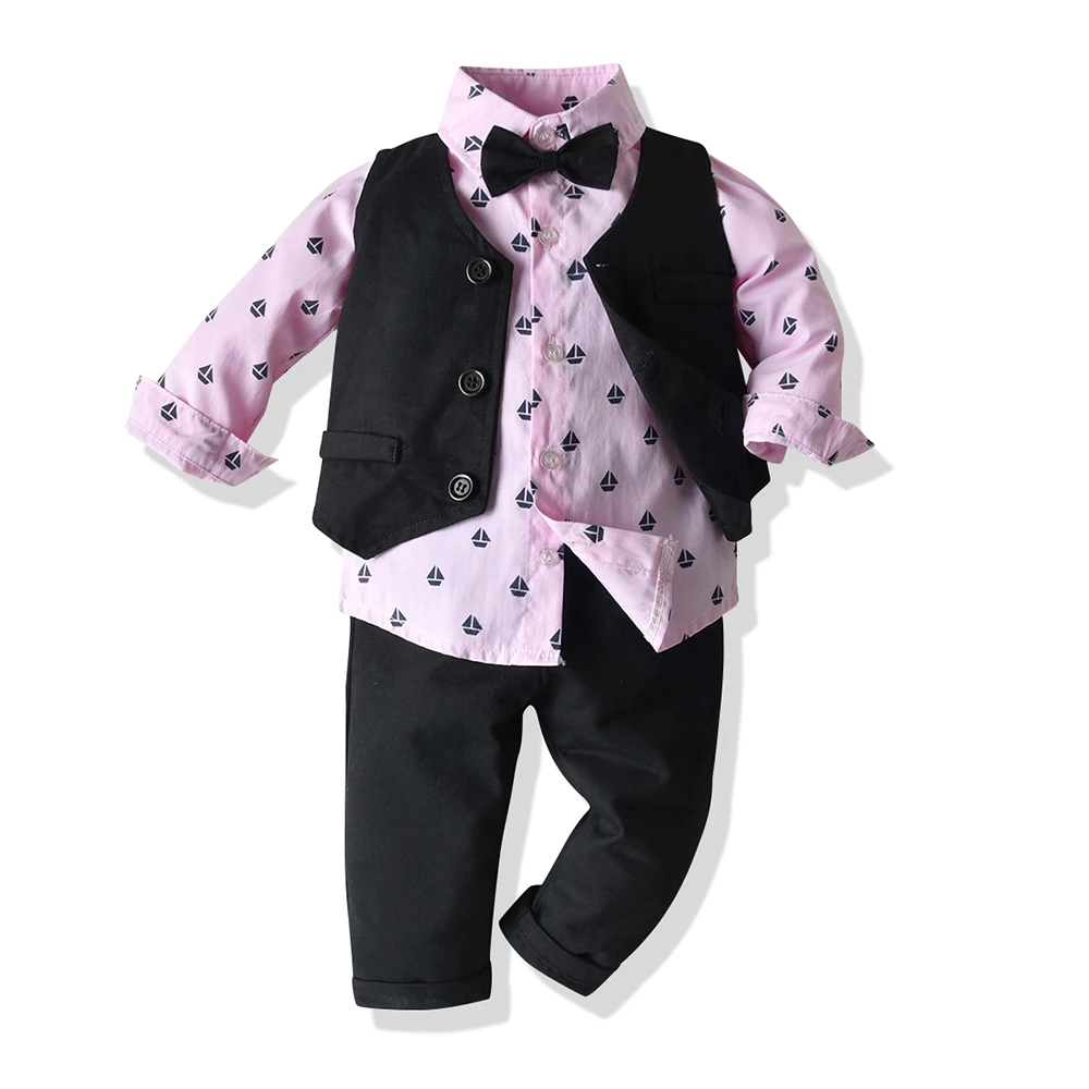 

tem doger autumn and winter baby boys clothing sets vest+long sleeve shirt+pants 3 pcs infant baby suits outfits