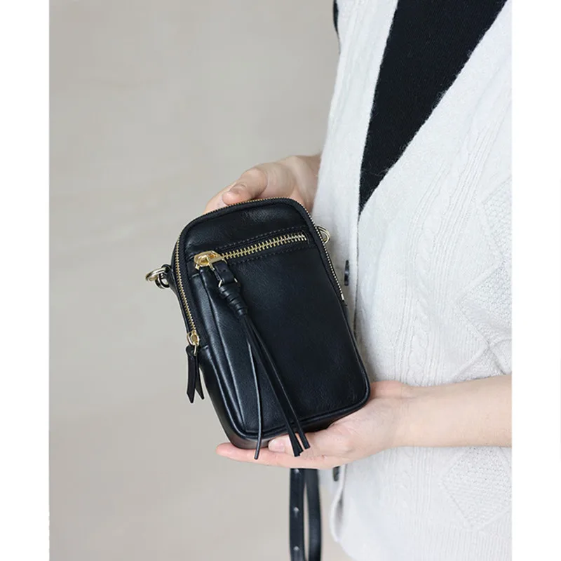 Women\'s Bag 2024 Trend Genuine Leather Crossbody Mobile Phone Bags Messenger Purses