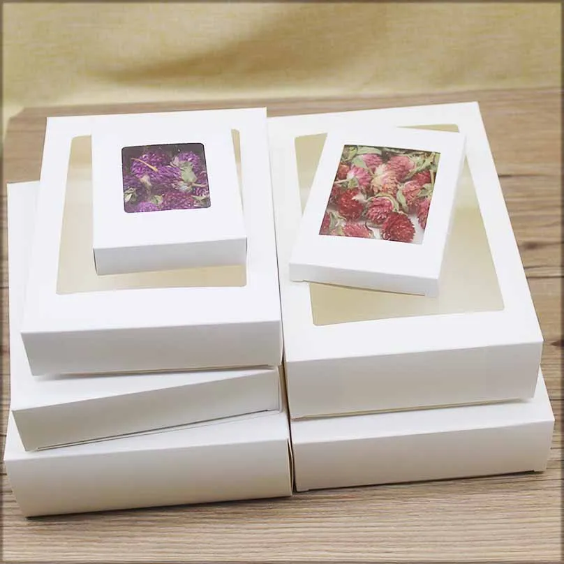 10pc Mulit size window box jewelry packing box white big gift package box wedding candy favors decoration box party suppiles