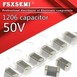 100pcs 1206 50V SMD Thick Film Chip Multilayer Ceramic Capacitor 1pF- 22uF 1P 10PF 10NF 100NF 1UF 2.2UF 4.7UF 10UF 22PF