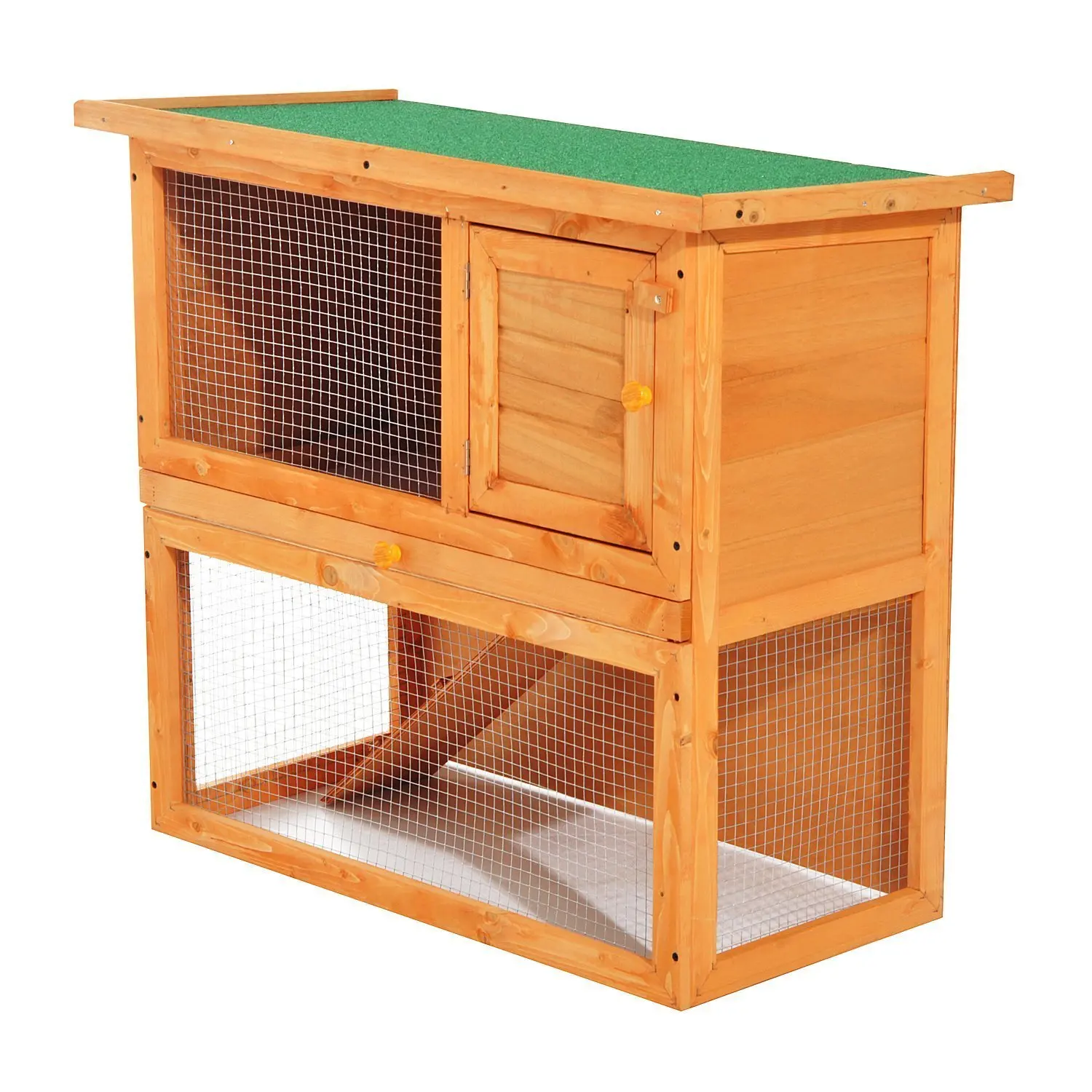 PawHut Conejera Madera Jaula para Conejos o Casa para Animales Pequenos 90x45x80cm area de Juego