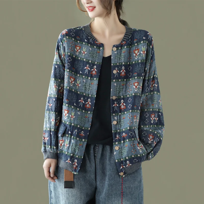 Max LuLu-chaquetas a rayas para mujer, abrigos estampados de lino de estilo japonés, ropa holgada Vintage, chaqueta básica con botones, Otoño, 2021