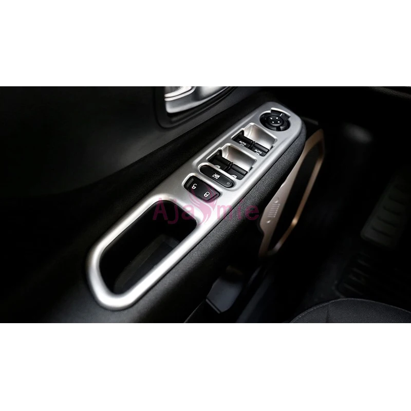 

Car Interior Door Armrest Panel Window Switch Lift Buttons Cover Trim Sticker 2016 2017 2018 For Jeep Renegade Accessories