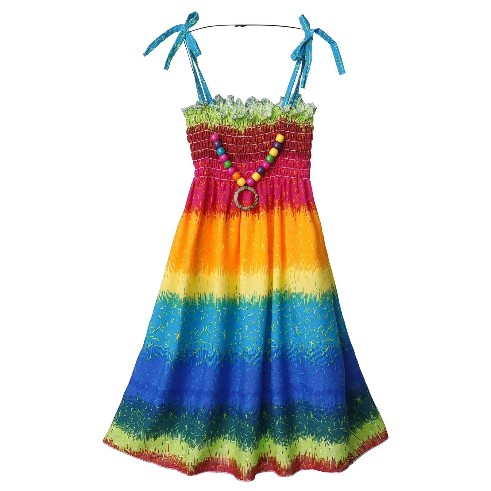 Sommer Mädchen Bohemian Kleider Strand Off Schulter Floral Ärmellose Hosenträger Kleid mit Halskette Teenager kinder Kleidung Hot