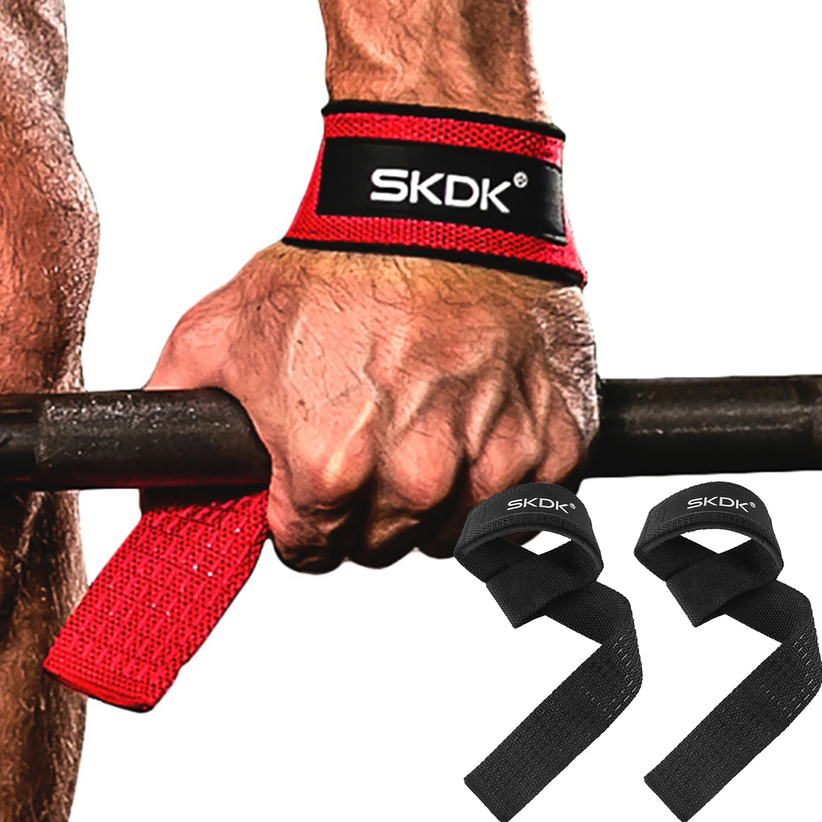 SKDK 2pcs 1 Pair Gym Fitness Weight lifting Grip Straps Dumbbell Hand Grips Training Wrist Support  Bands for barbell Pull up