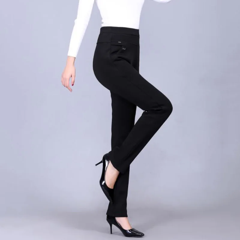 Autumn Women Trousers New High-waist Elasticity Straight Pants Winter Plus Velvet Casual Plus Size 6XL Middle-aged Female Pants