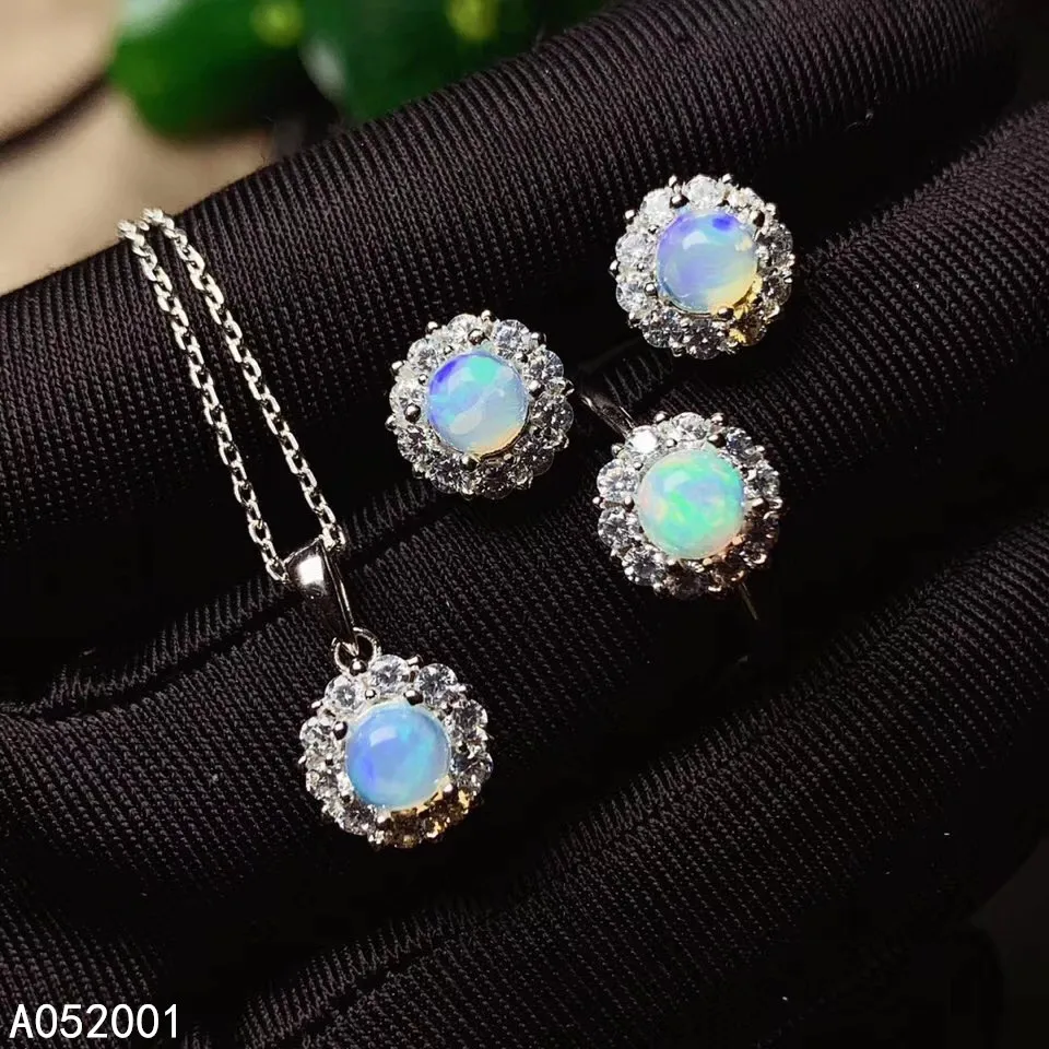 

KJJEAXCMY fine jewelry natural opal 925 sterling silver women set support test exquisite