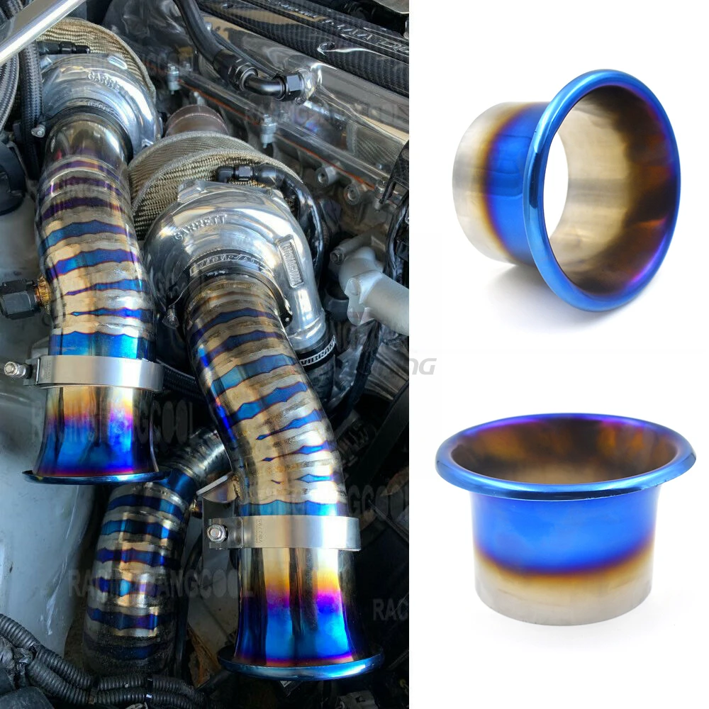 3'' 3.5'' 4'' Stainless Steel Blue End Cold Air Intake System Velocity Stack Kit Turbo Horn Funnel Kit