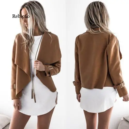 

Women Jacket Long Sleeve Waterfall Cape Lapel Long Sleeves Irregular Jacket Women Coat Spring Autumn New