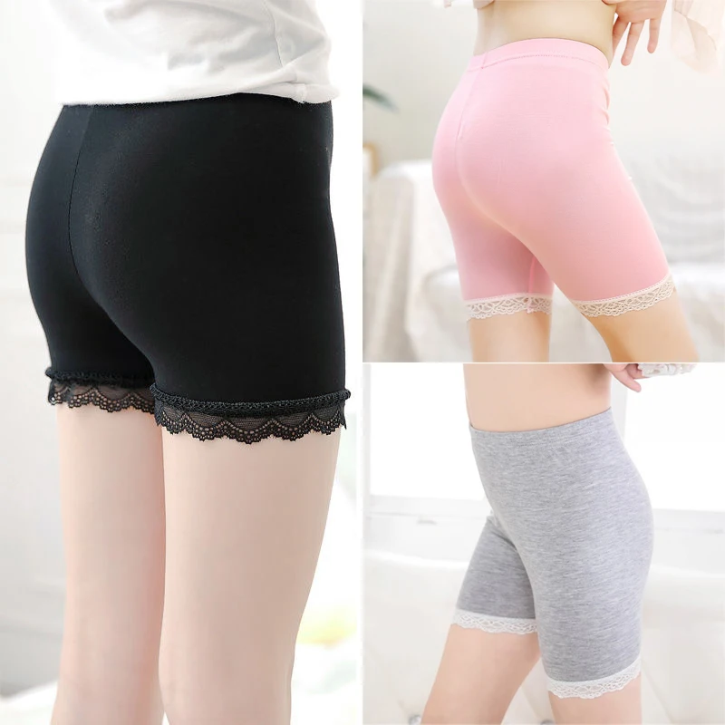 

High Quality Girl Safety Shorts Pants Solid Underwear Soft Elastic Modal Leggings Girls Lace Briefs Short Pants For Children