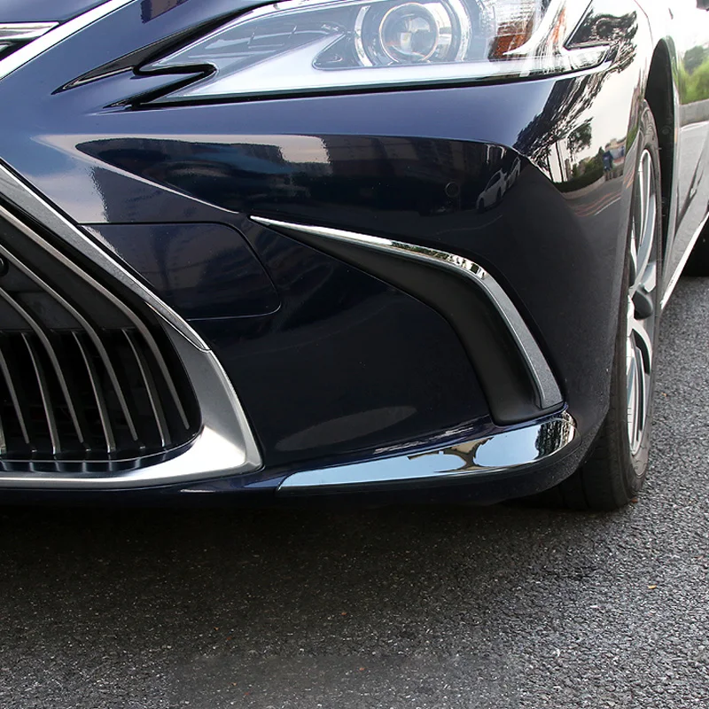 Lexus ES 200 260 300H için 2018 2019 2020 2021 ön tampon köşe koruyucu kapak Trim paslanmaz çelik araba aksesuarları 2 adet