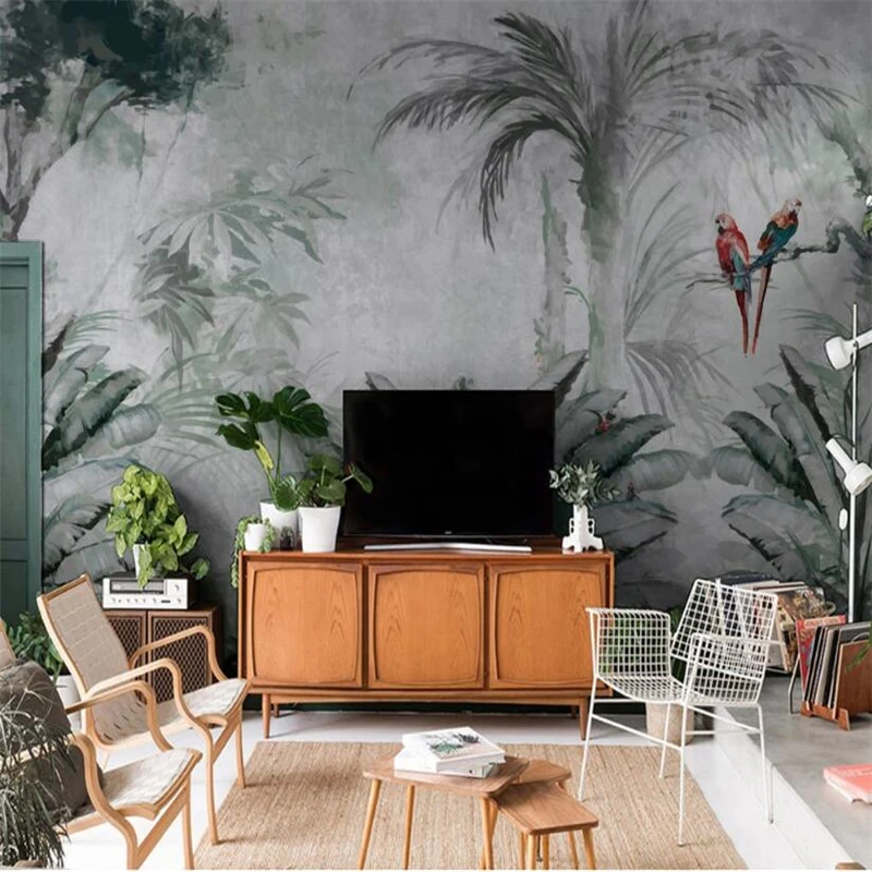 Beibehang-fondos de pantalla modernos de hojas de plantas tropicales nórdicas personalizadas, Fondo de TV minimalista, 3D pegatinas de pared,