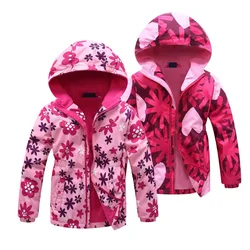 Jacket For Girls 2023 Spring Children's Flower Fleece Clothes Girls Coat Windbreaker Outerwear Kids Polar Fleece Windproof 3-12T