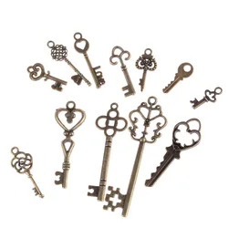 Vintage Charms Mixed Keys Pendant Antique Bronze Key Charms Fit Bracelets Necklace DIY Metal Jewelry Making