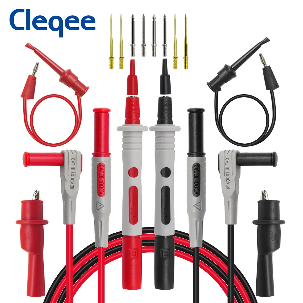 

P1308B 8pcs Test Lead Kit probe banana plug to test hook cable Replaceable multimeter probe test wire alligator clip