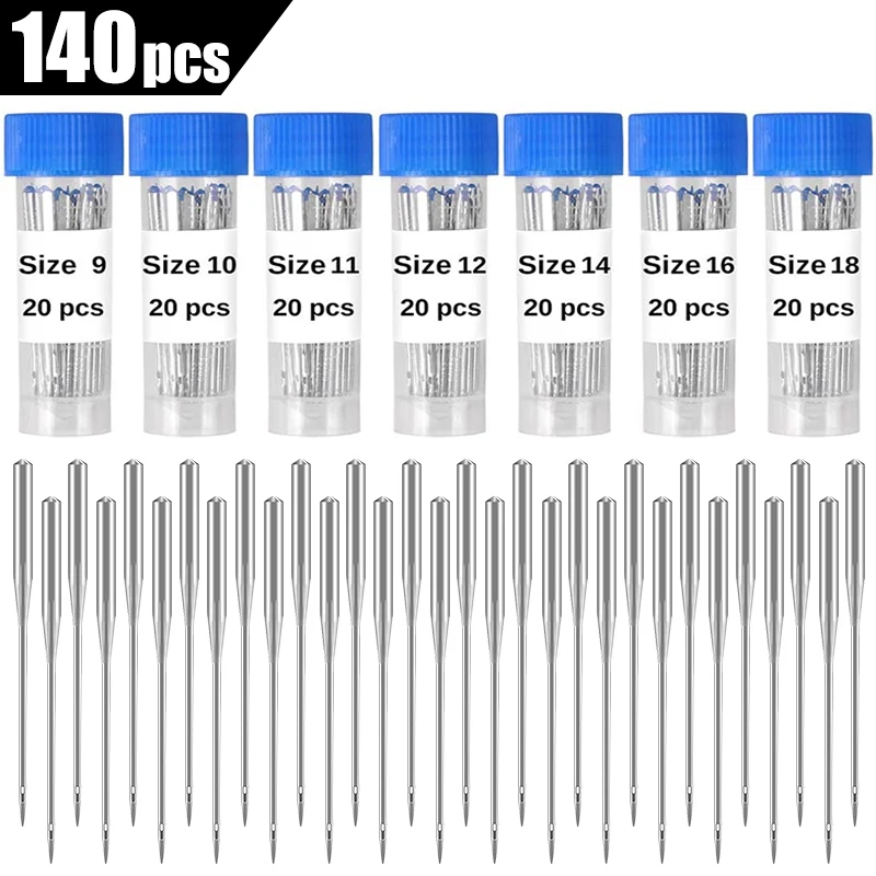 LMDZ 140 Count Sewing Machine Needles Sewing Machine Needles with Needle Threader Universal Regular Point for Sewing Project