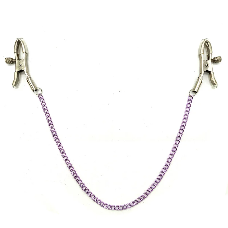 Sex Toy Purple Chain Nipple Clamps Women Sex Slave Breast Clips BDSM Bondage Breast Adult Game Clitoris Clamp