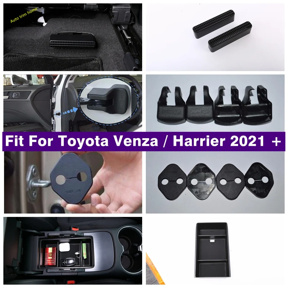 

Center Armrest Storage Box Door Lock Seat Under Air AC Outlet Vent Cover Trim For Toyota Venza Harrier 2021- 2023 Black Interior