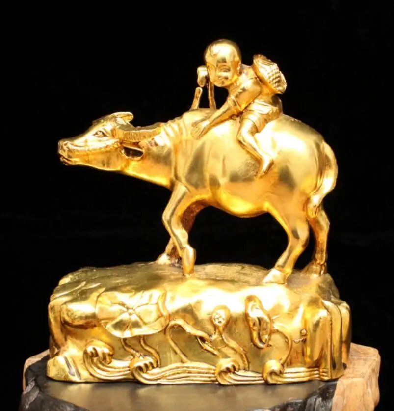 

Archaize brass Shepherd boy ride cow crafts statue