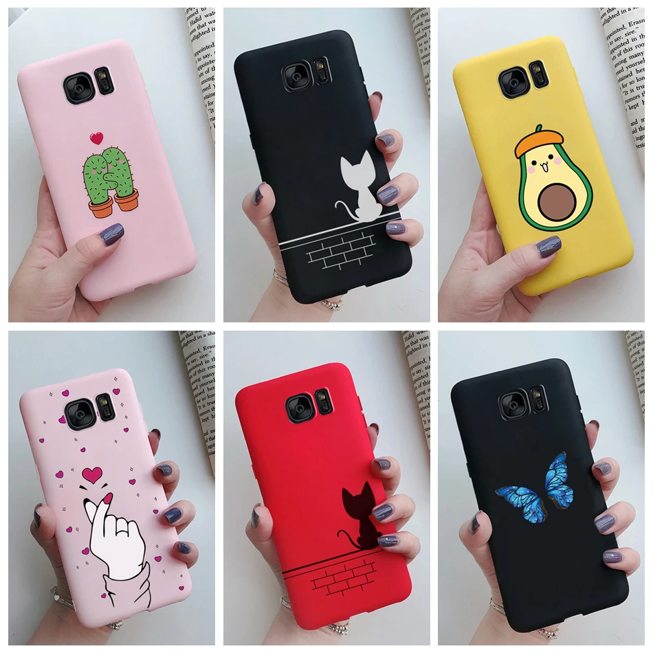 Cute Cat Cactus Silicone Case For Samsung galaxy S6 edge S7 edge Cover Soft Slim Funda For Samsung S6 S7 edge S6edge S7edge case