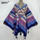 Women's Boho Maxi Kaftan Dress - Batwing Sleeve Silk-Feel Cover Up, Plus Size One Size, 55 Inch Length - View #4