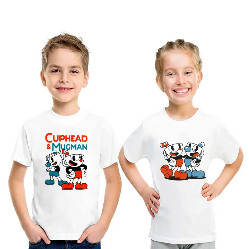 

Summer New Kids T Shirt Cuphead & Mugman Cartoon Print Funny Boys T shirt Baby Girls Clothes Children Short Sleeve Tops,HKP5199