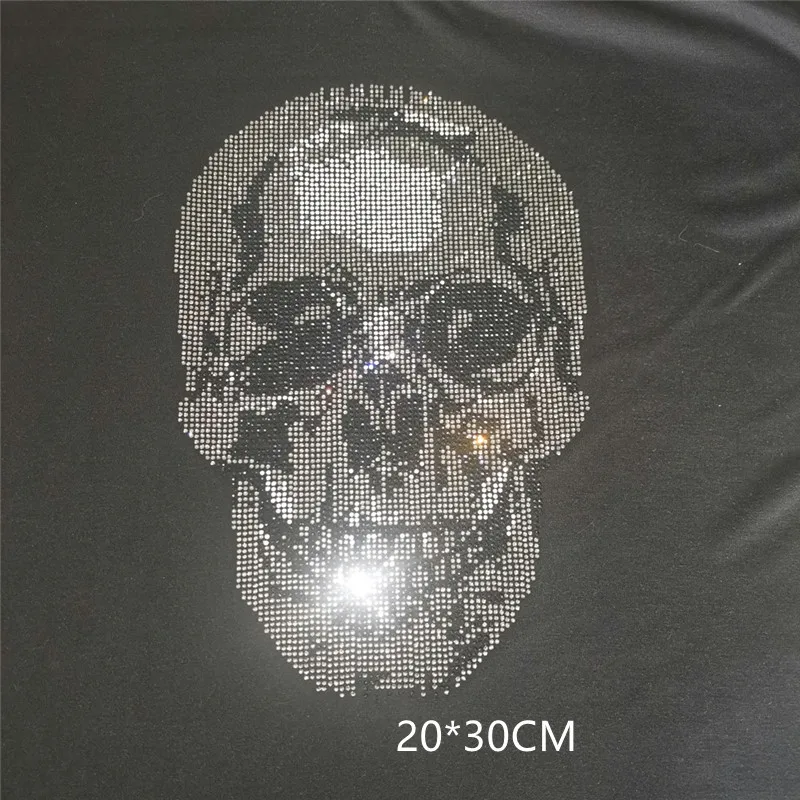 SKull sticker  rhinestones patch designs iron on transfer hot fix rhinestone transfer motifs iron on applique patches shirt