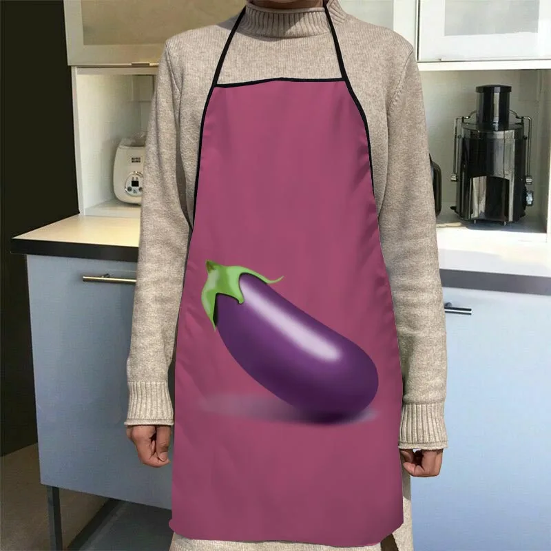 New Vegetable Purple Eggplant Apron Kitchen Aprons For Women Oxford Fabric Cleaning Pinafore Home Cooking Accessories Apron 0816