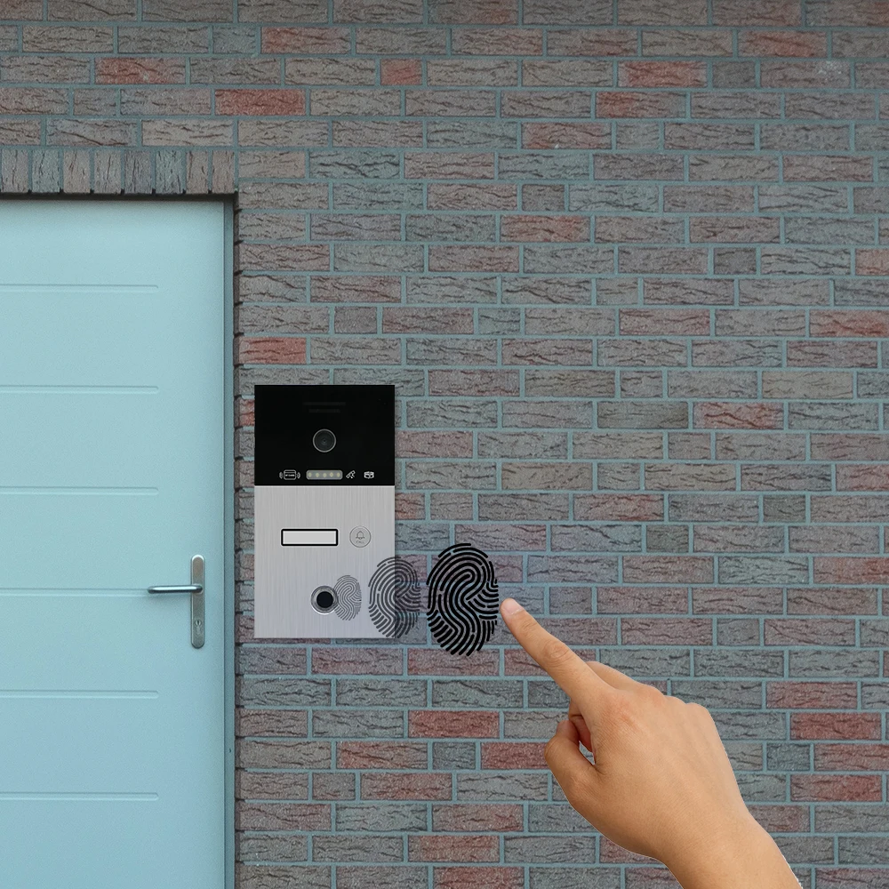 Jeatone 7 Inch Wifi Video Intercom doorbell tuya cameras for Apartment Monitor Camera Unitd with Fingerprint RFIC Card Unlock