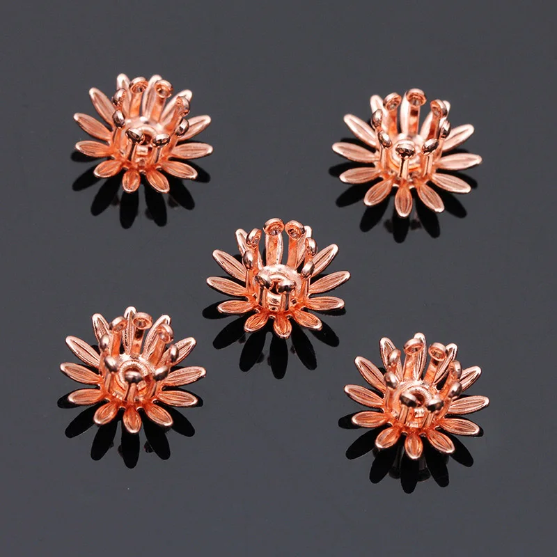 Mibrow 20pcs/lot  6 Colors 10mm Copper Flower Bead Caps Flower Filigree Loose Spacer Bead End Caps For DIY  Jewelry Making