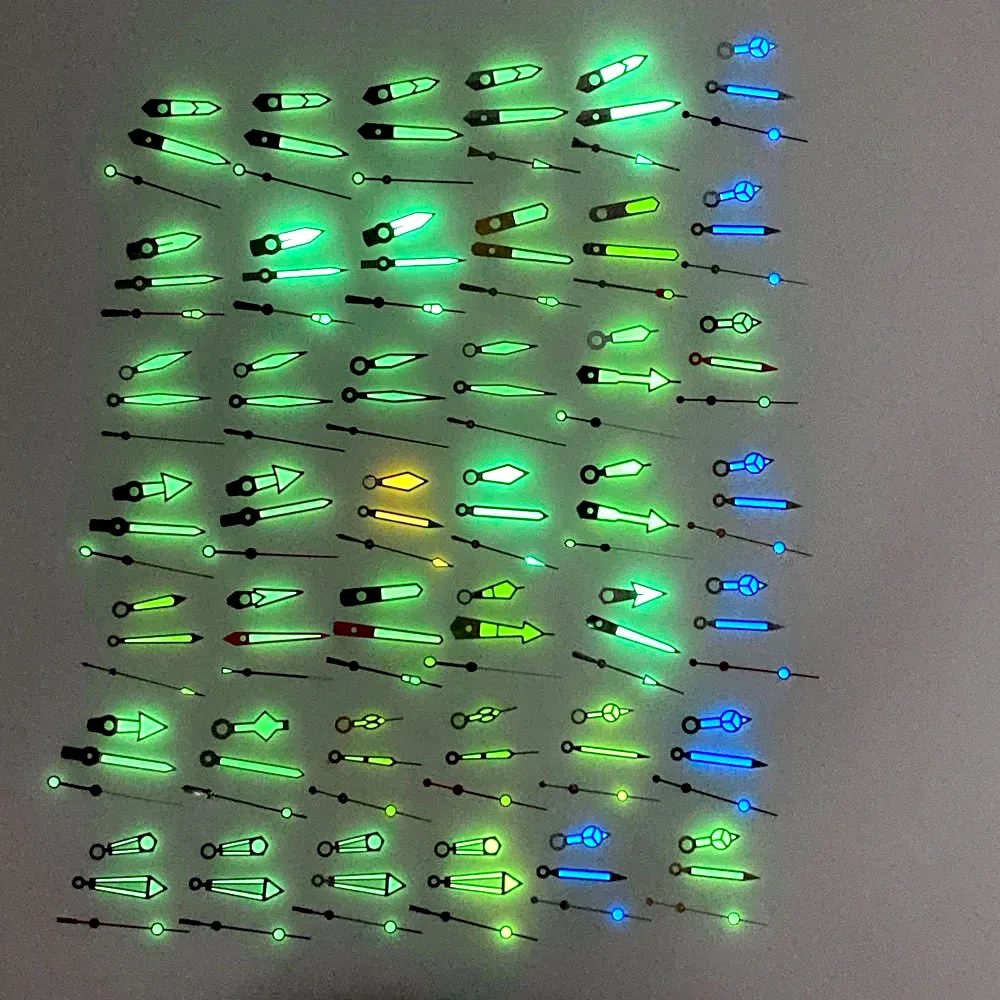Juego de agujas de mano de reloj colorido de alta calidad, movimiento automático luminoso para NH35, NH36, 7s36, 7s25, 7s35, 6r15, 4r15, 4r35, 4r36