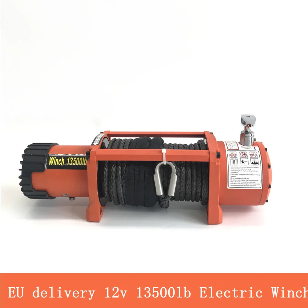 

EU delivery winch car 12v 13500lb Electric Winch Heavy Duty ATV Trailer high tensile nylon rope cable Remote Control Set