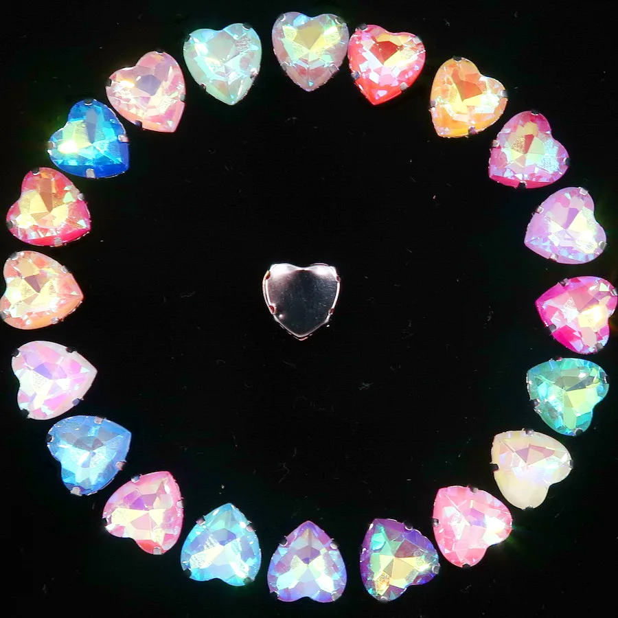 Herzförmige 20 Stück/Packung 10mm Silber Krallenfassungen Jelly Candy Glas Kristall Aufnähbare Strassperlen für Hochzeitskleider, Taschen, Schuhe, DIY-Verzierungen – Detail 4