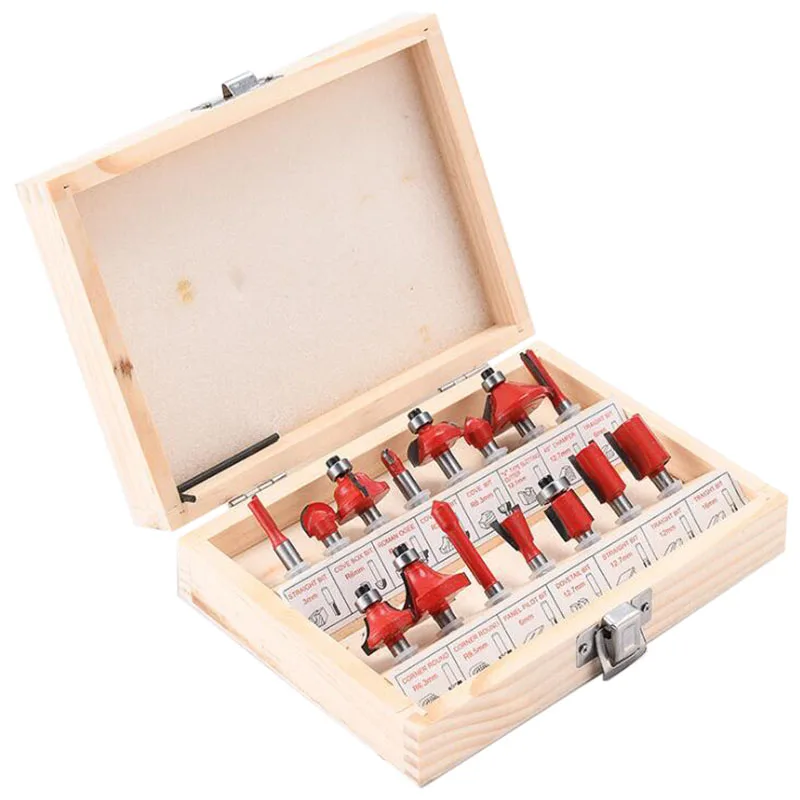 

15PCS Tungsten Carbide Tipped Router Bit Set Wood Milling Saw Cutter Woodworking Tools Kit